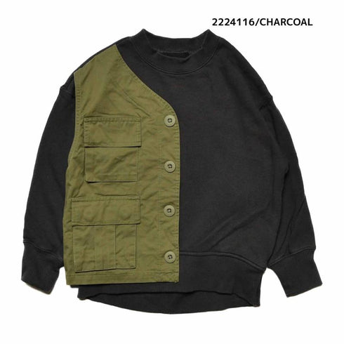 【130~150】★NEEDLEWORKS★柔らか裏毛リメイク風トレーナー(2224116j)